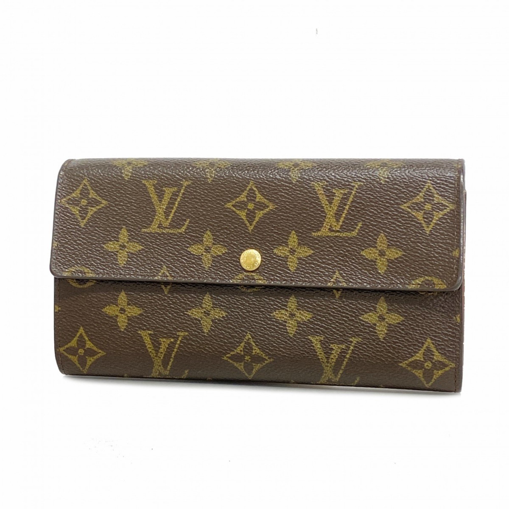 Louis Vuitton Long Wallet Monogram Porto Monnaie Credit M61726 Brown Ladies