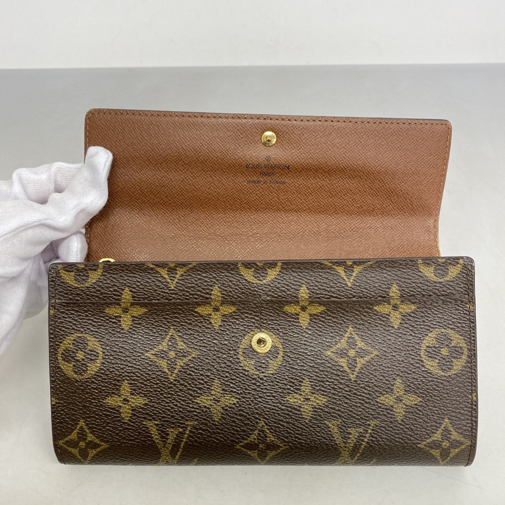 Louis Vuitton Long Wallet Monogram Porto Monnaie Credit M61726 Brown Ladies