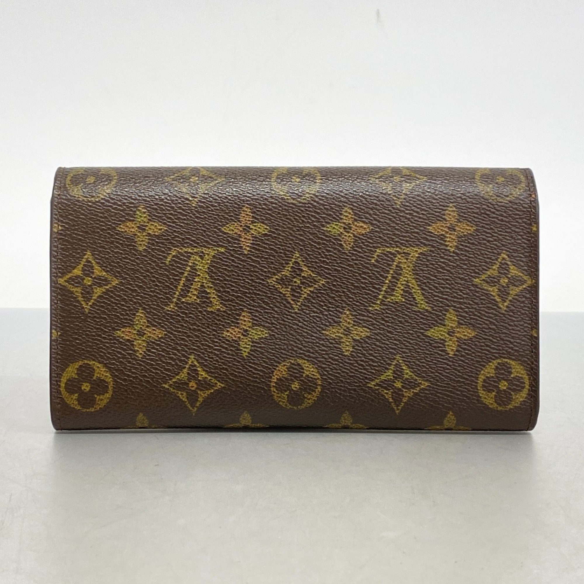 Louis Vuitton Long Wallet Monogram Porto Monnaie Credit M61726 Brown Ladies