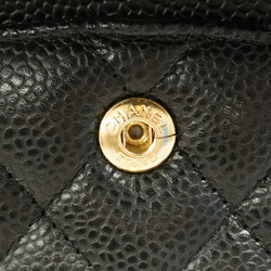 Chanel Shoulder Bag Matelasse Caviar Skin Black Women's