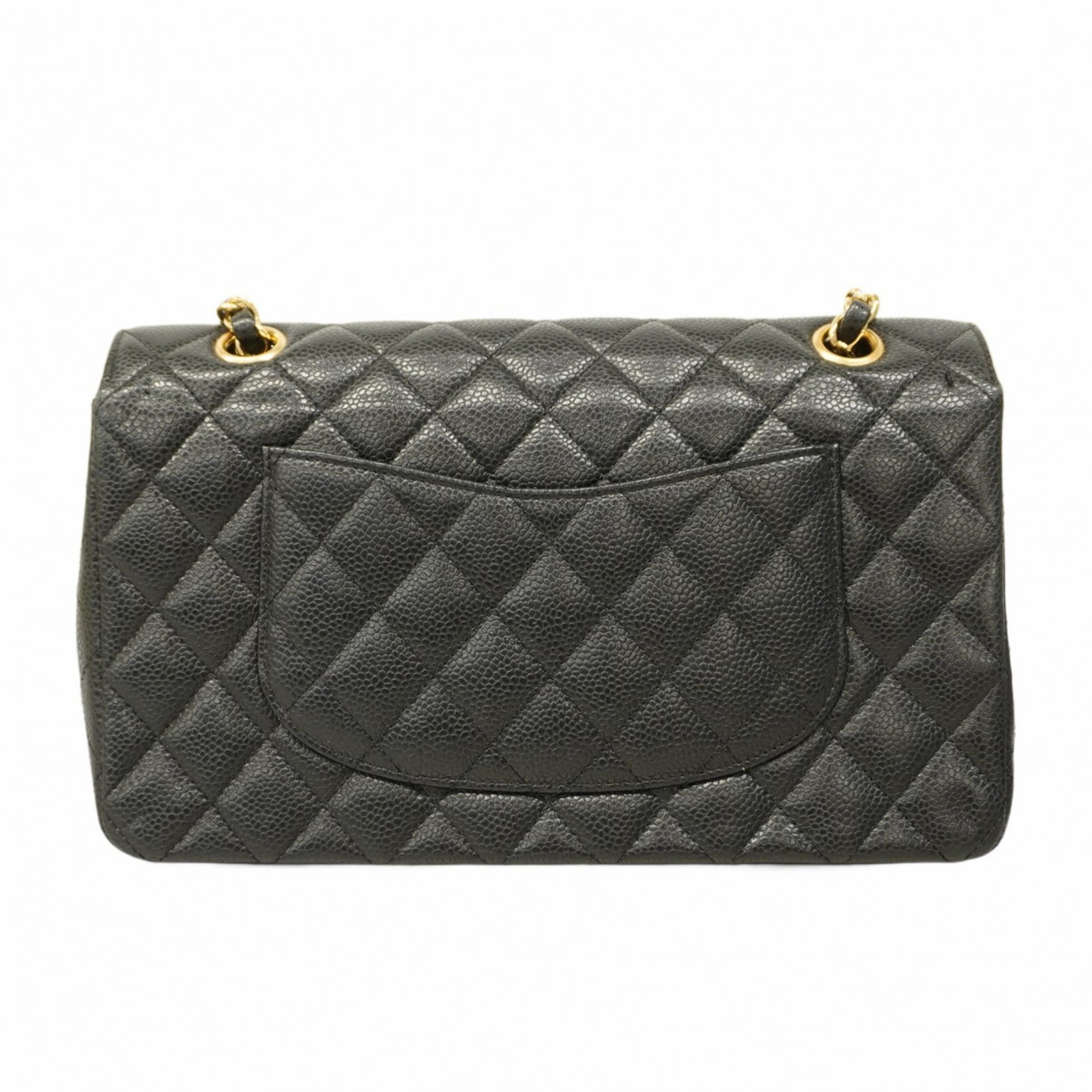 Chanel Shoulder Bag Matelasse Caviar Skin Black Women's