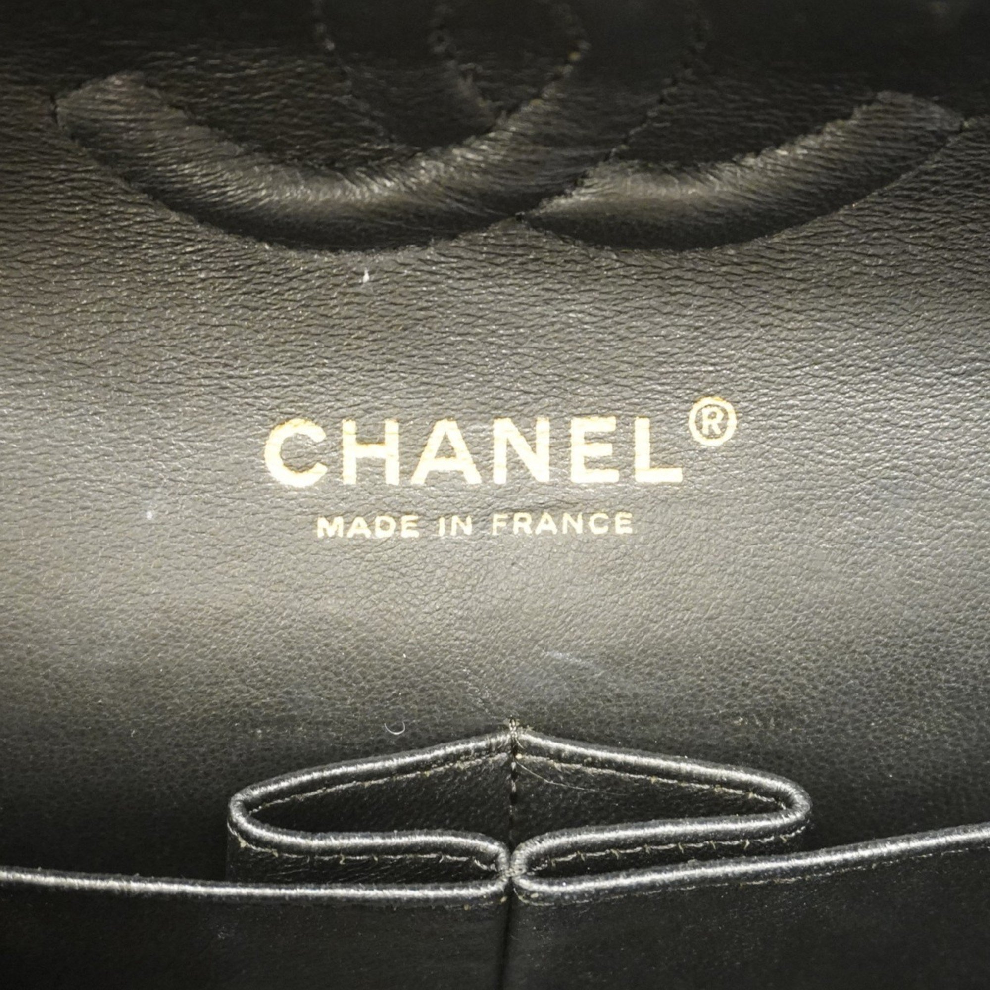 Chanel Shoulder Bag Matelasse Caviar Skin Black Women's