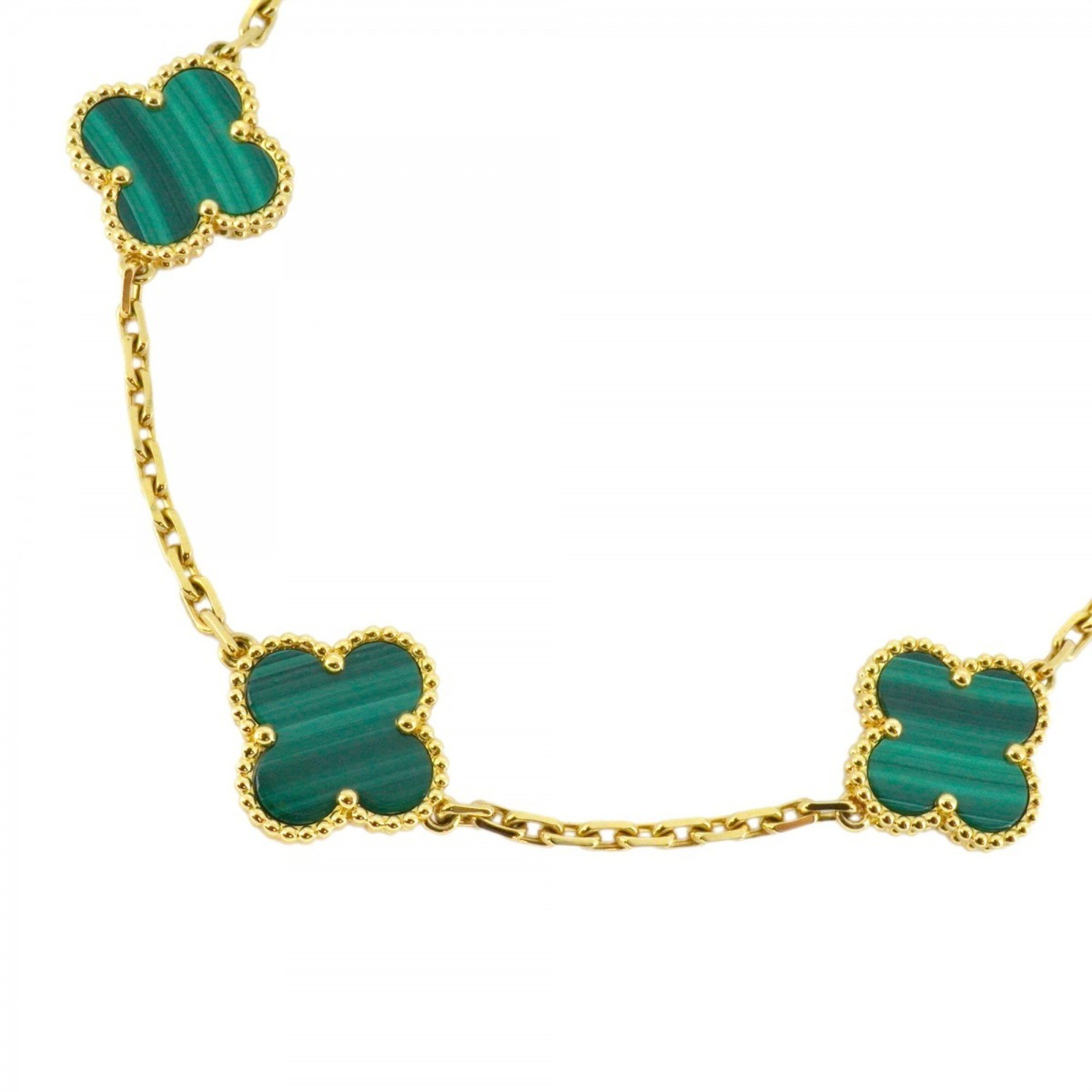 Van Cleef & Arpels Necklace Alhambra K18YG Yellow Gold Malachite Green Ladies