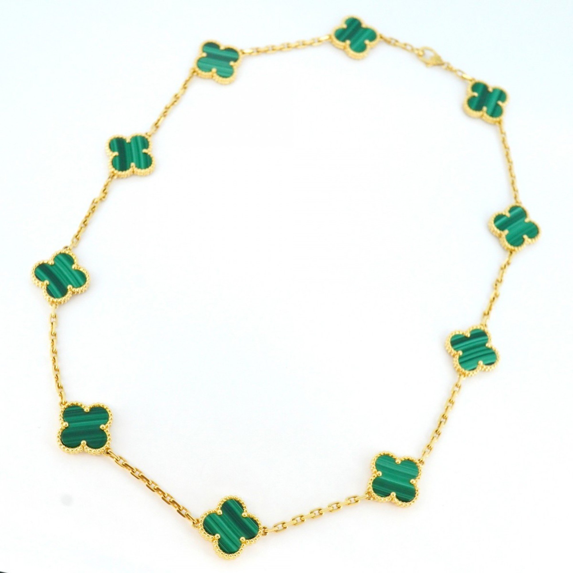 Van Cleef & Arpels Necklace Alhambra K18YG Yellow Gold Malachite Green Ladies