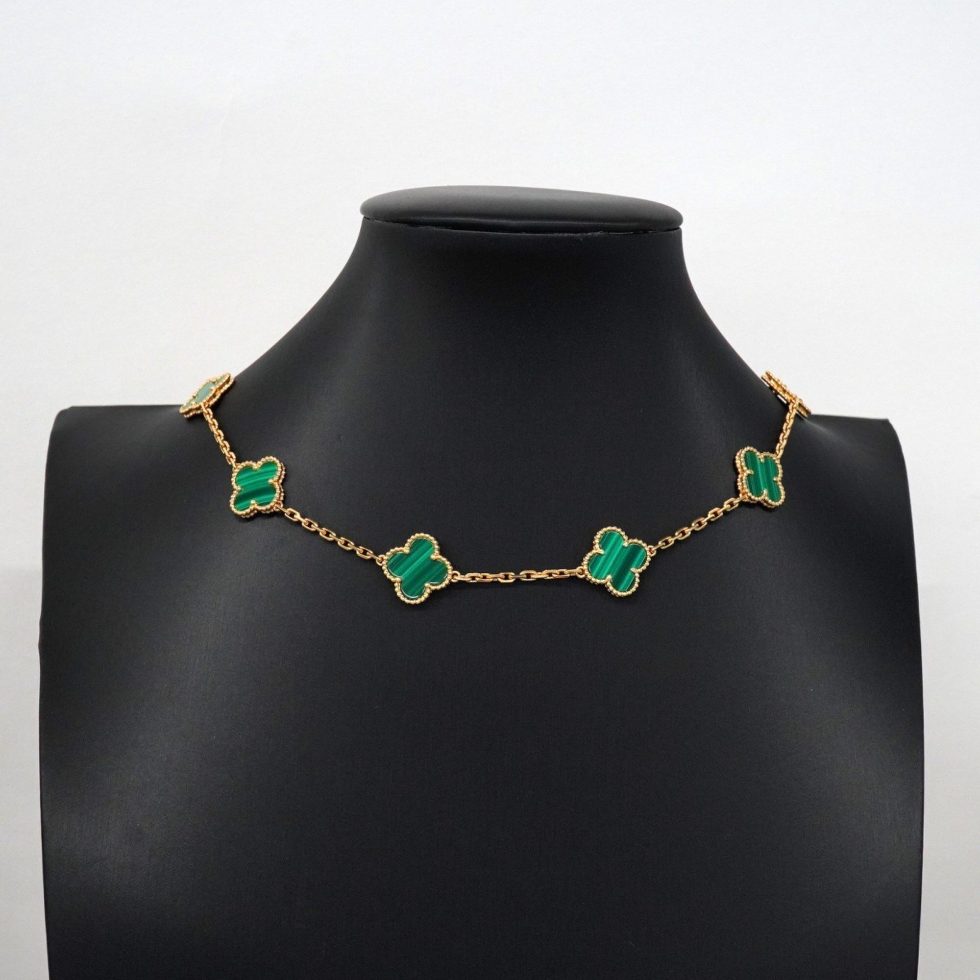 Van Cleef & Arpels Necklace Alhambra K18YG Yellow Gold Malachite Green Ladies