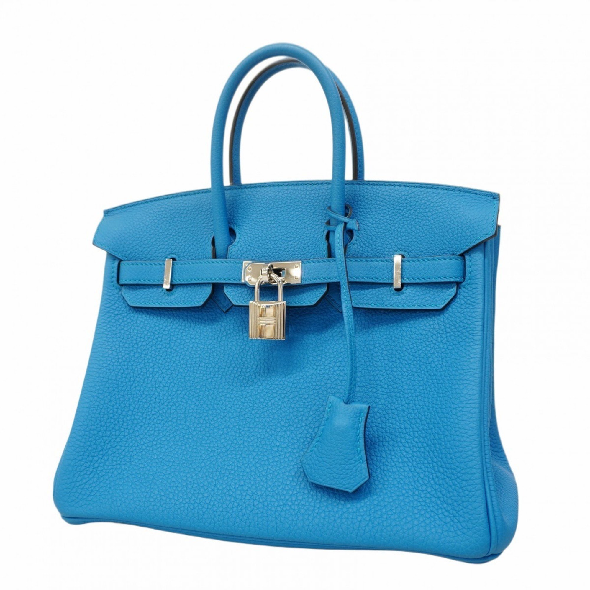 Hermes handbag Birkin 25 Togo Blue Zanzibar A engraved ladies