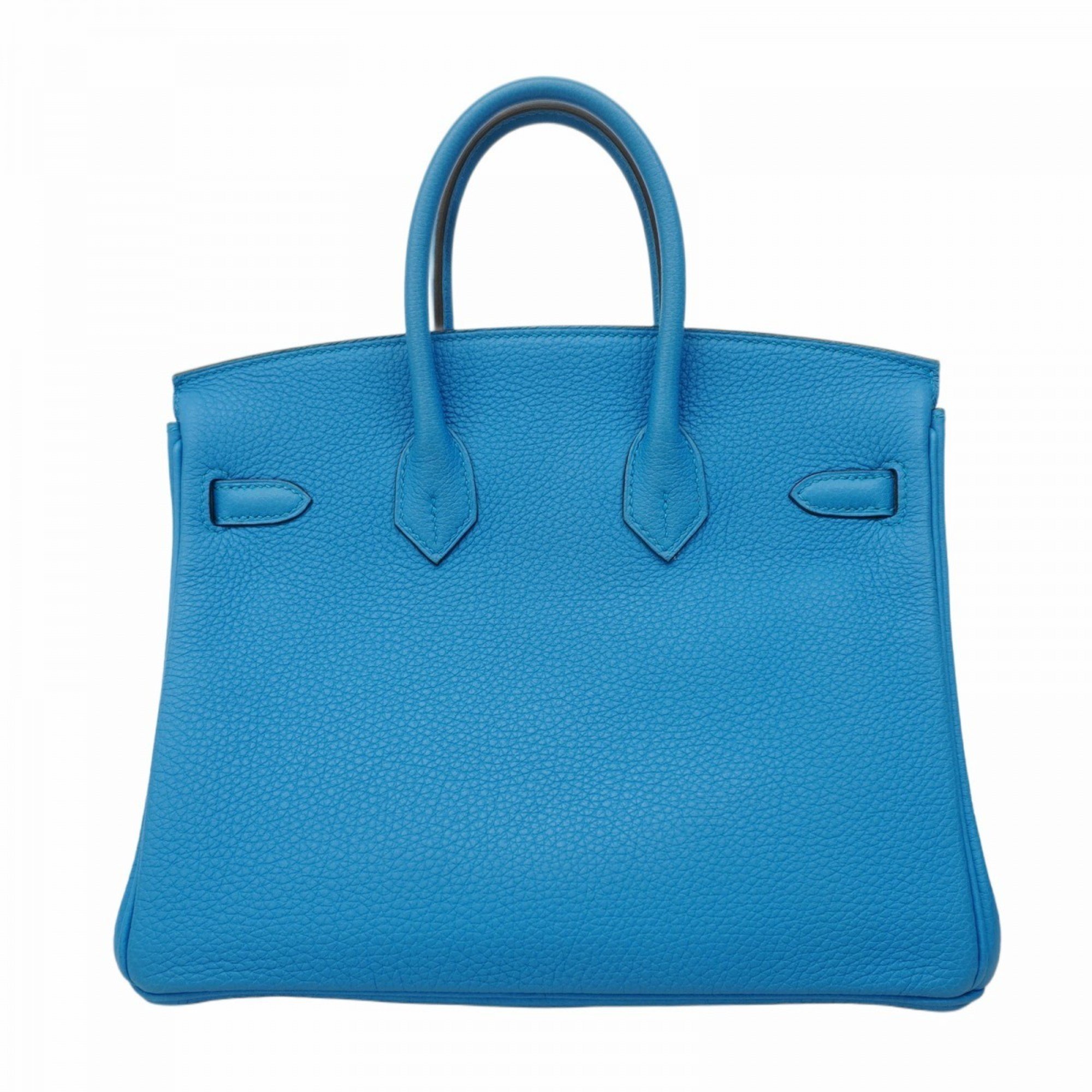 Hermes handbag Birkin 25 Togo Blue Zanzibar A engraved ladies