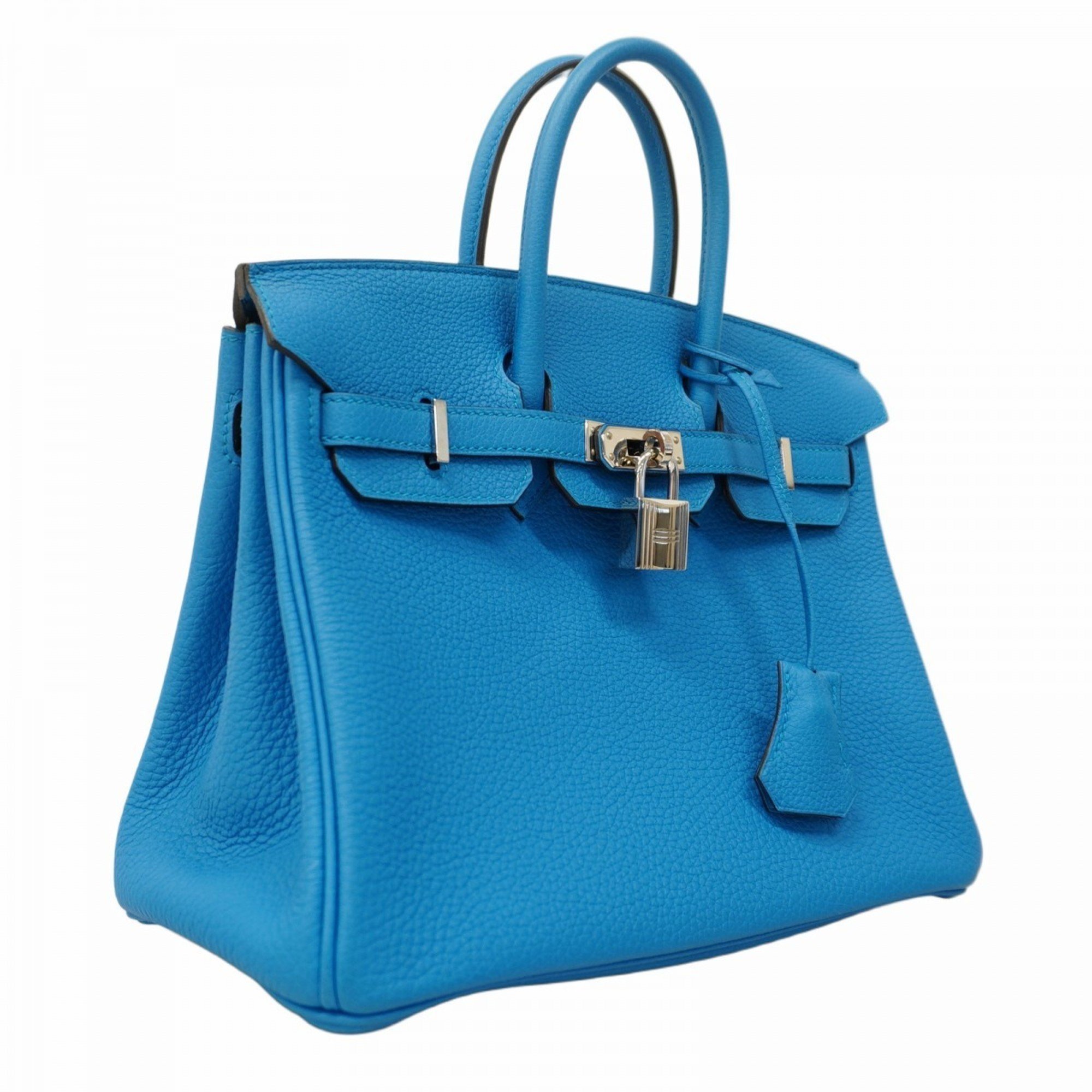 Hermes handbag Birkin 25 Togo Blue Zanzibar A engraved ladies