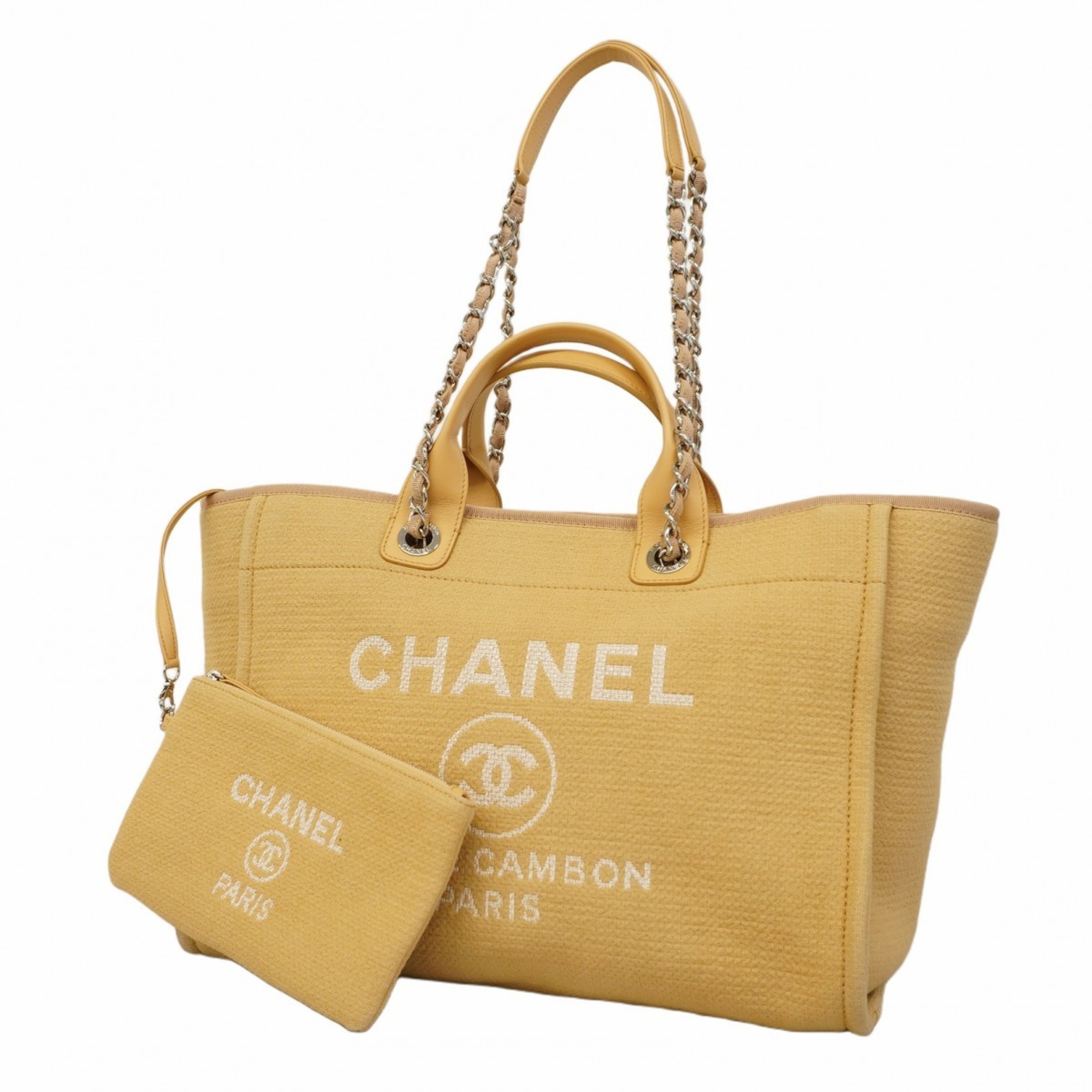 Chanel Tote Bag Deauville Canvas Beige Women's