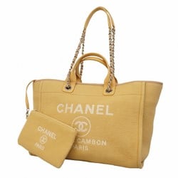 Chanel Tote Bag Deauville Canvas Beige Women's