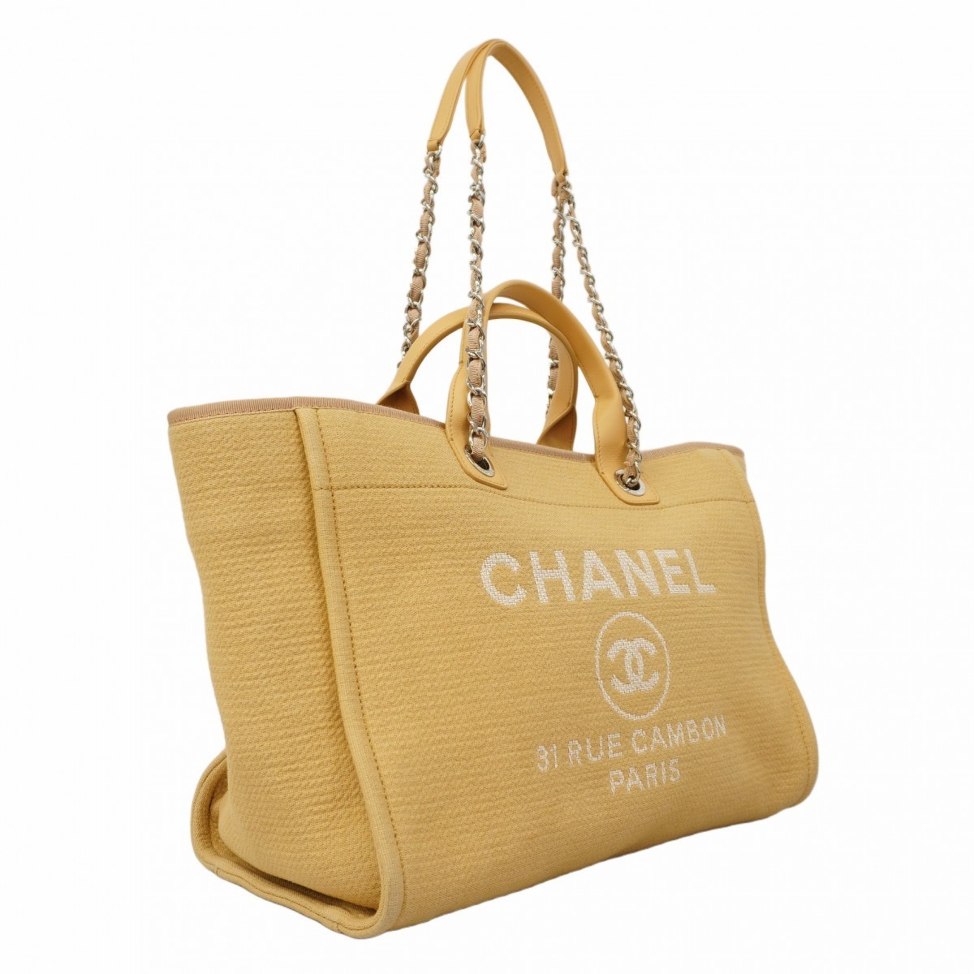 Chanel Tote Bag Deauville Canvas Beige Women's