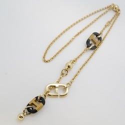 Hermes Necklace Sur Mer GP Plated Buffalo Horn Gold Black Ladies