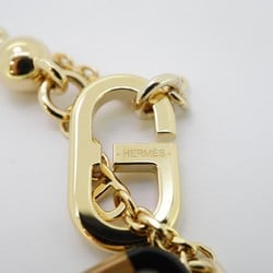 Hermes Necklace Sur Mer GP Plated Buffalo Horn Gold Black Ladies