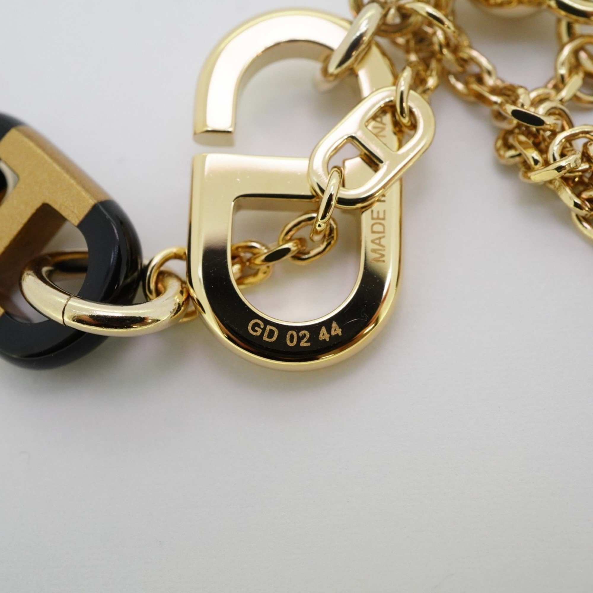 Hermes Necklace Sur Mer GP Plated Buffalo Horn Gold Black Ladies