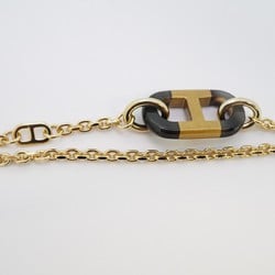 Hermes Necklace Sur Mer GP Plated Buffalo Horn Gold Black Ladies