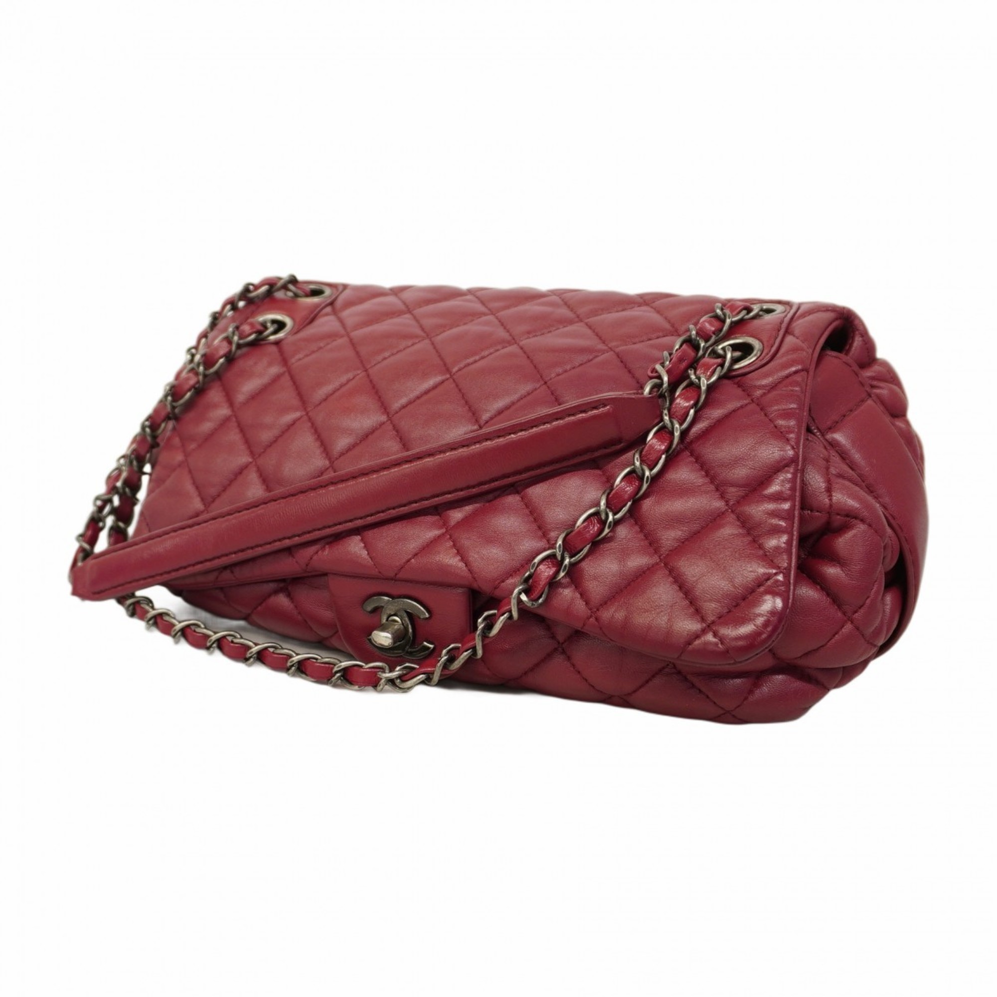 Chanel Shoulder Bag Matelasse Lambskin Bordeaux Women's