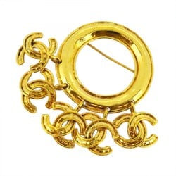 Chanel Brooch Coco Mark Circle GP Plated Gold Ladies