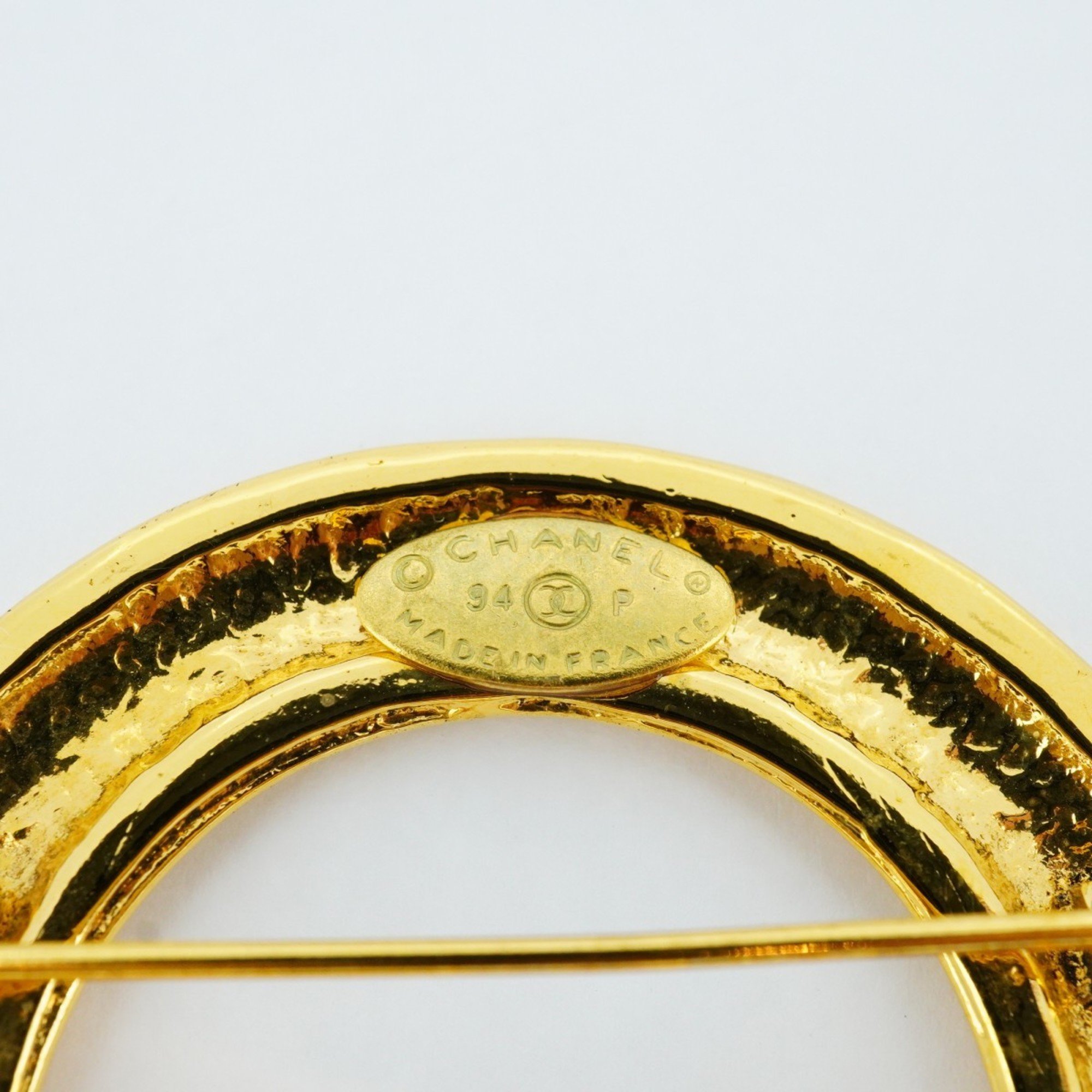 Chanel Brooch Coco Mark Circle GP Plated Gold Ladies