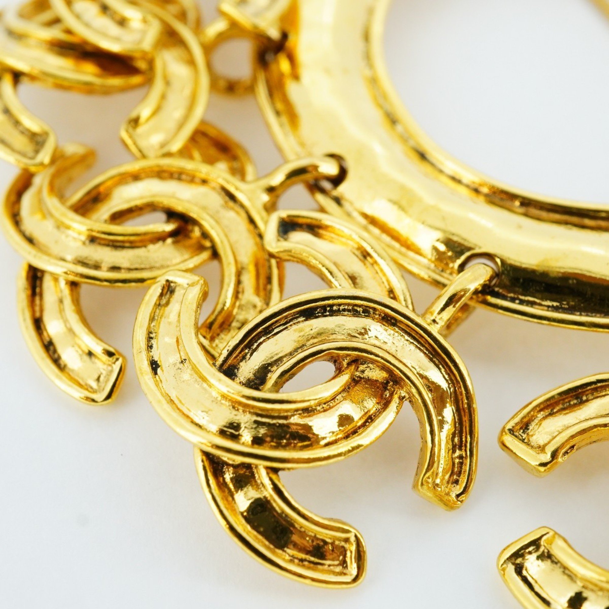 Chanel Brooch Coco Mark Circle GP Plated Gold Ladies