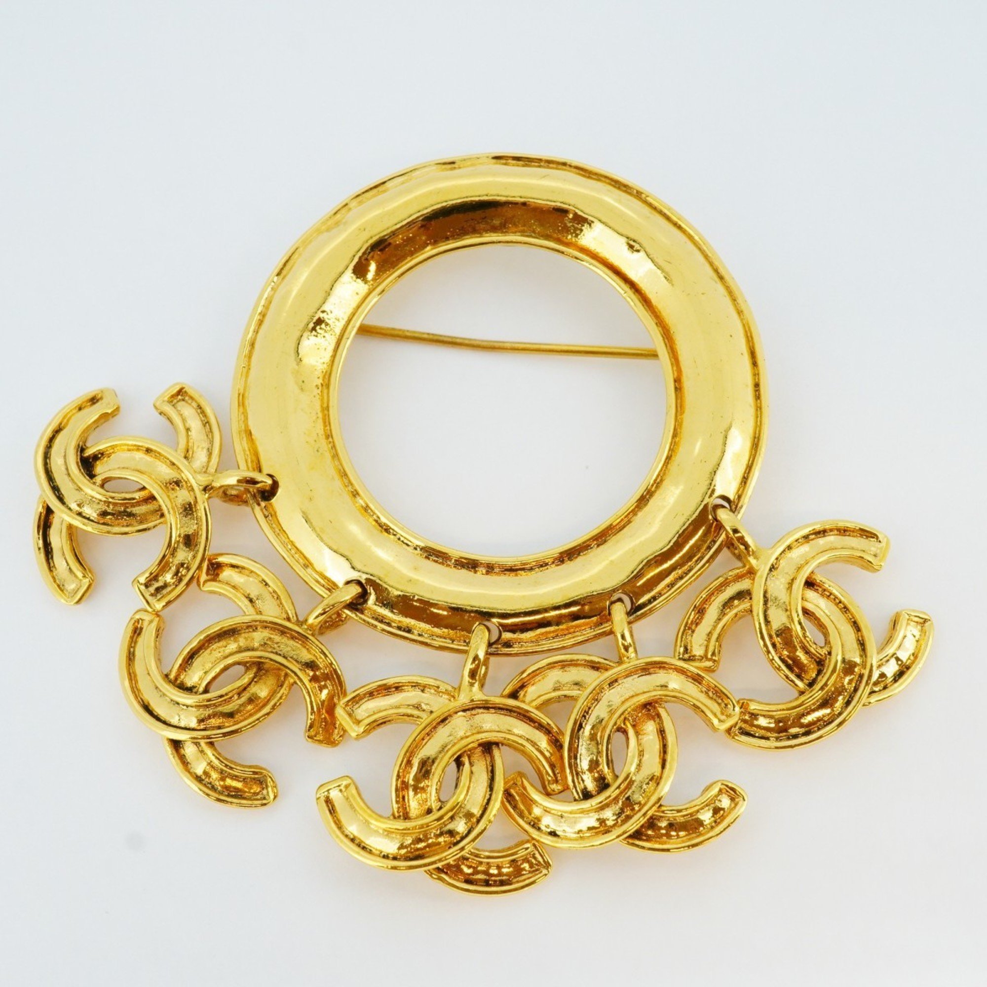 Chanel Brooch Coco Mark Circle GP Plated Gold Ladies