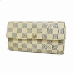 Louis Vuitton Long Wallet Damier Azur Portefeuille Sarah N61735 White Ladies