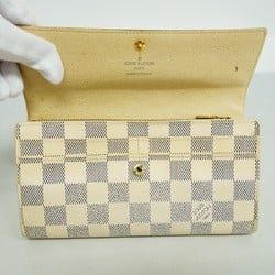 Louis Vuitton Long Wallet Damier Azur Portefeuille Sarah N61735 White Ladies