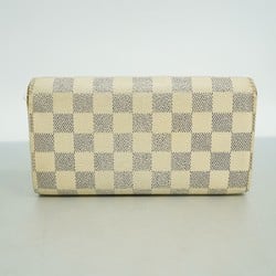 Louis Vuitton Long Wallet Damier Azur Portefeuille Sarah N61735 White Ladies