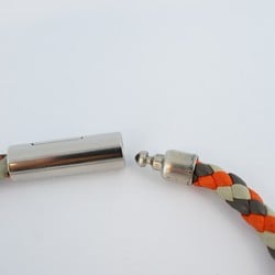 Hermes Bracelet Goliath Metal Leather Silver White Orange Brown Men Women