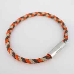 Hermes Bracelet Goliath Metal Leather Silver White Orange Brown Men Women