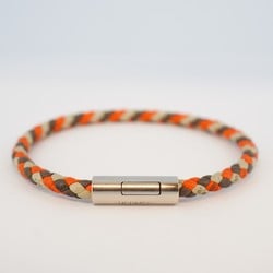 Hermes Bracelet Goliath Metal Leather Silver White Orange Brown Men Women