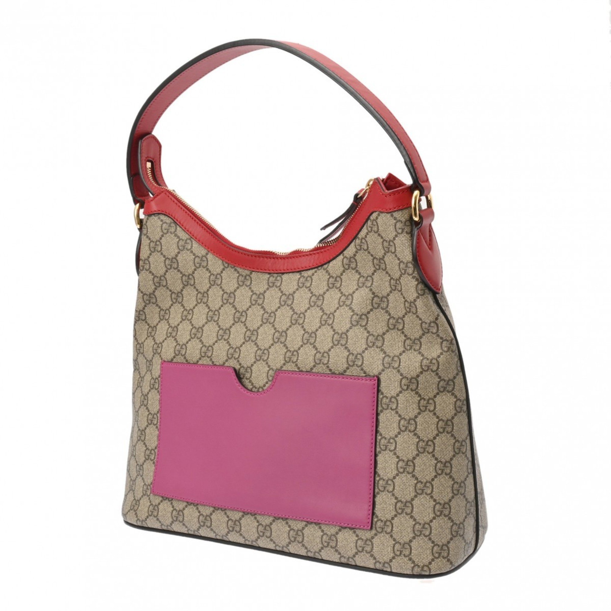 GUCCI GG Supreme Hobo Shoulder Bag Beige 414930 Women's Leather PVC