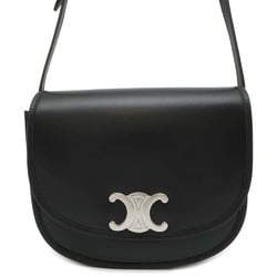 CELINE Shoulder Bag Triomphe Busas Calf Leather 114453 Black