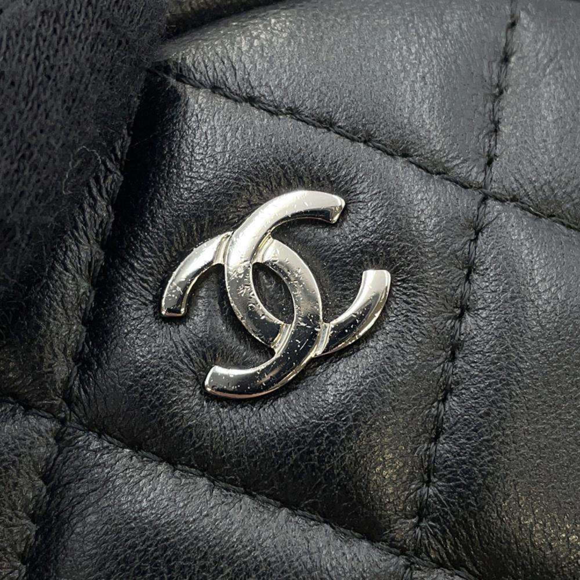 Chanel Chain Shoulder Bag Matelasse Coco Mark Round Classic Lambskin AP0245 CHANEL Black