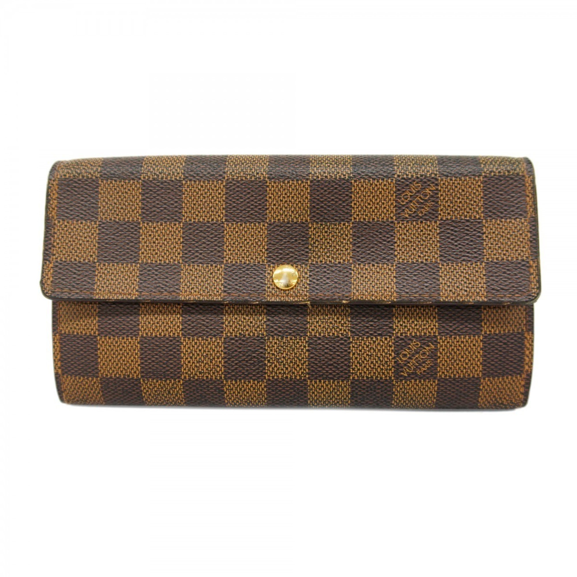 Louis Vuitton Long Wallet Damier Portefeuille Sarah N61734 Ebene Ladies