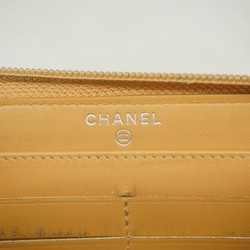 Chanel Long Wallet Boy Caviar Skin Beige Women's