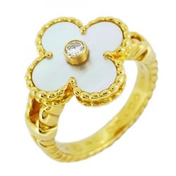 Van Cleef & Arpels Ring Alhambra 1PD Diamond Mother of Pearl K18YG Yellow Gold Size 10.5 Ladies