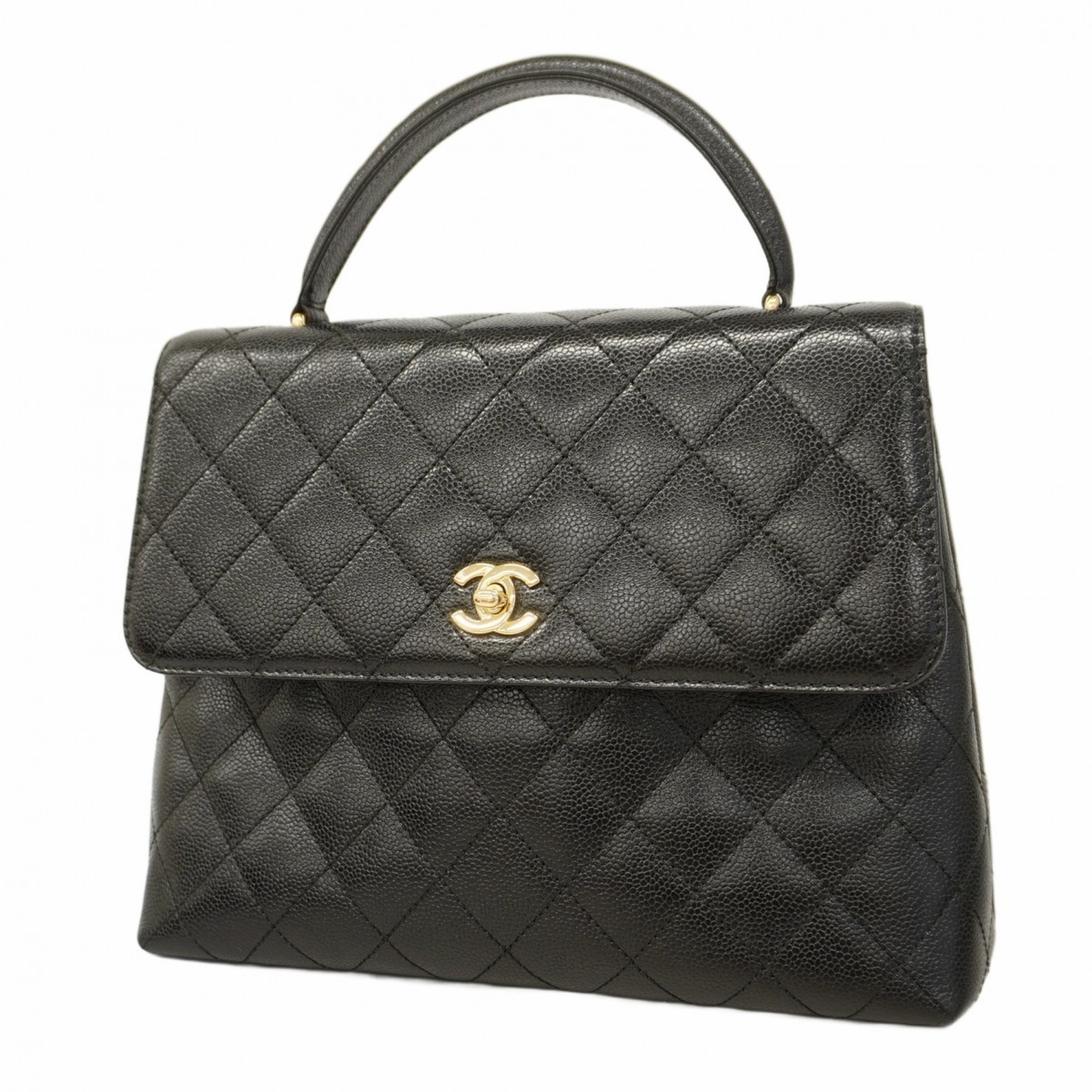 Chanel handbag Matelasse caviar skin black champagne ladies