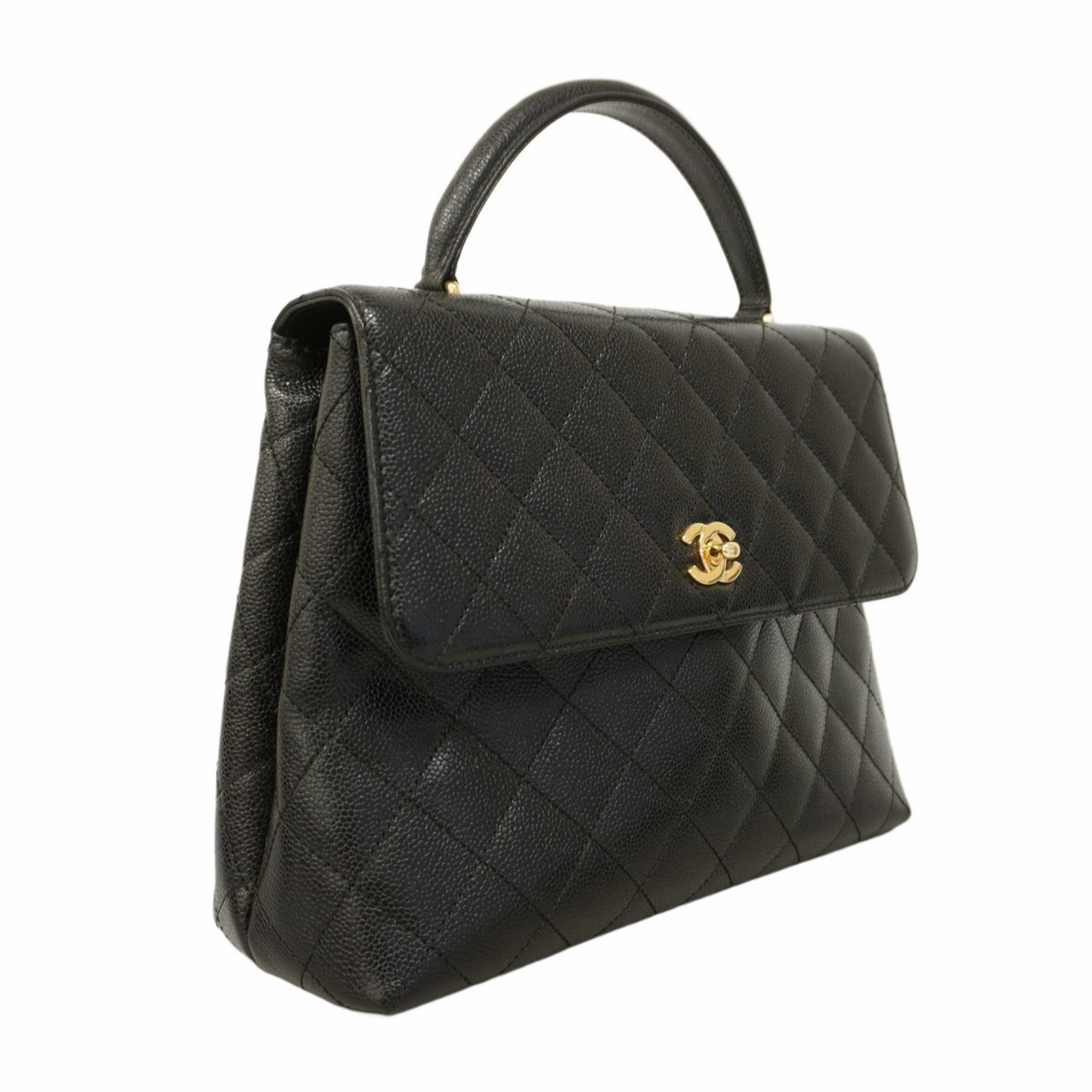 Chanel handbag Matelasse caviar skin black champagne ladies