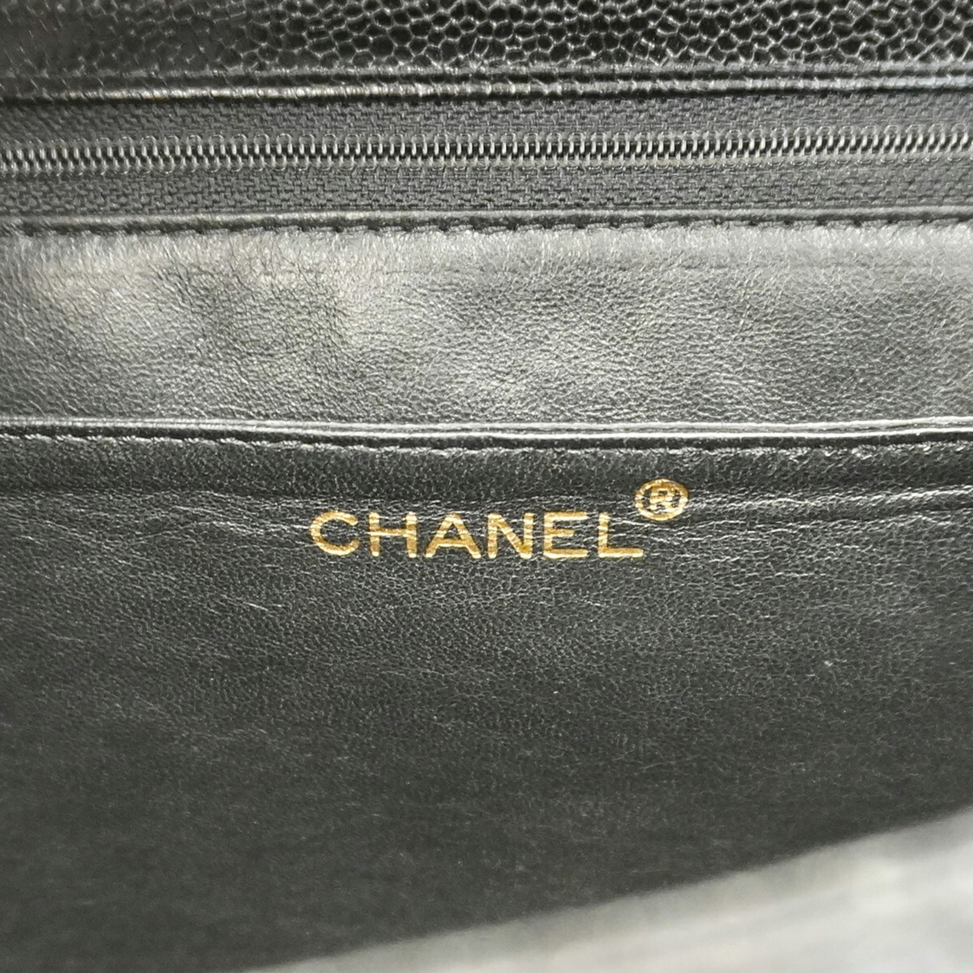 Chanel handbag Matelasse caviar skin black champagne ladies