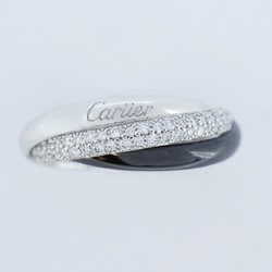 Cartier Ring Trinity Diamond K18WG White Gold Ceramic Black #51 Ladies