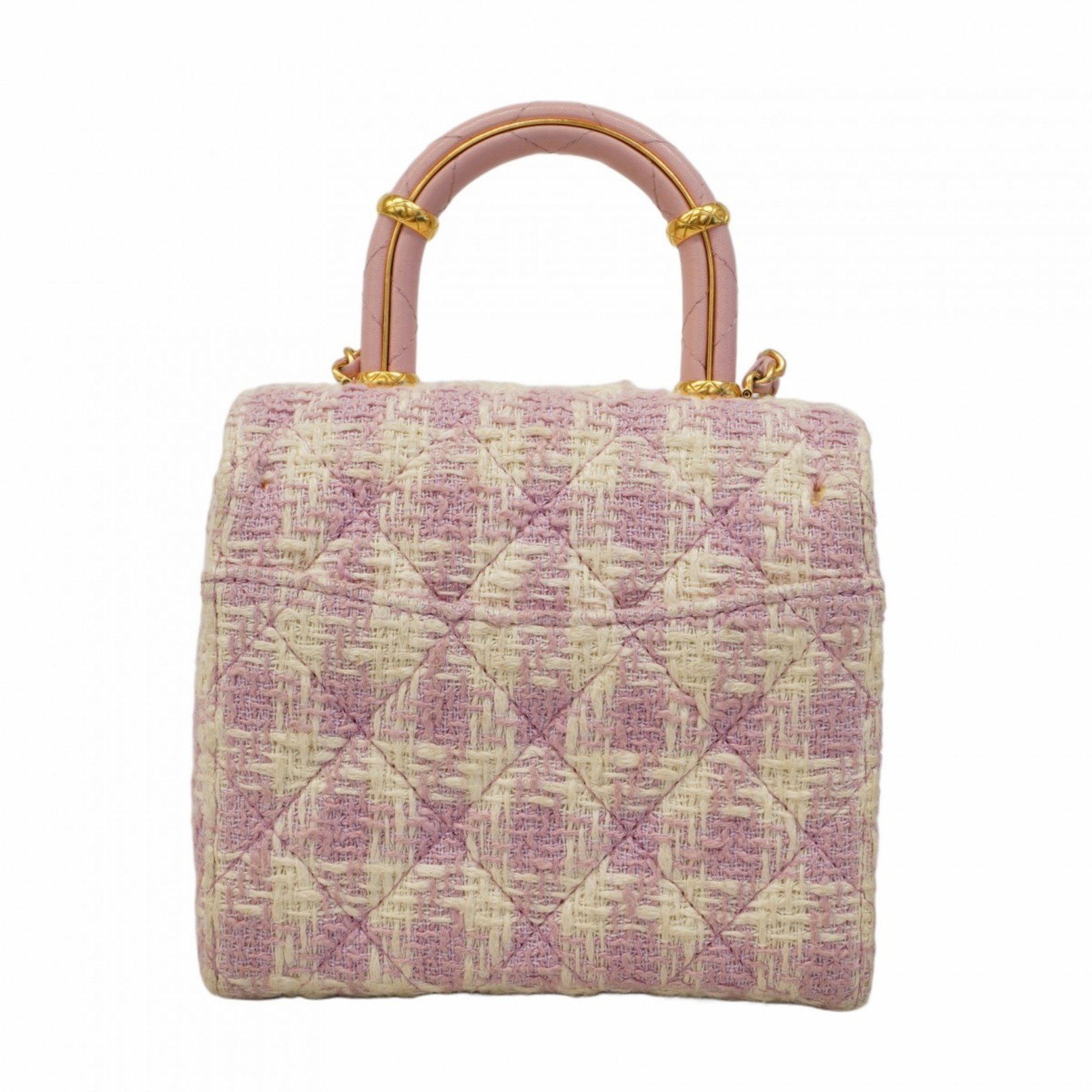 Chanel Shoulder Bag Matelasse Tweed Pink White Women's