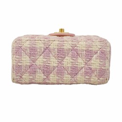 Chanel Shoulder Bag Matelasse Tweed Pink White Women's