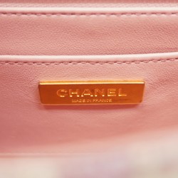 Chanel Shoulder Bag Matelasse Tweed Pink White Women's