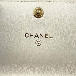 Chanel Chain Wallet 19 Coin Purse Lambskin CHANEL White