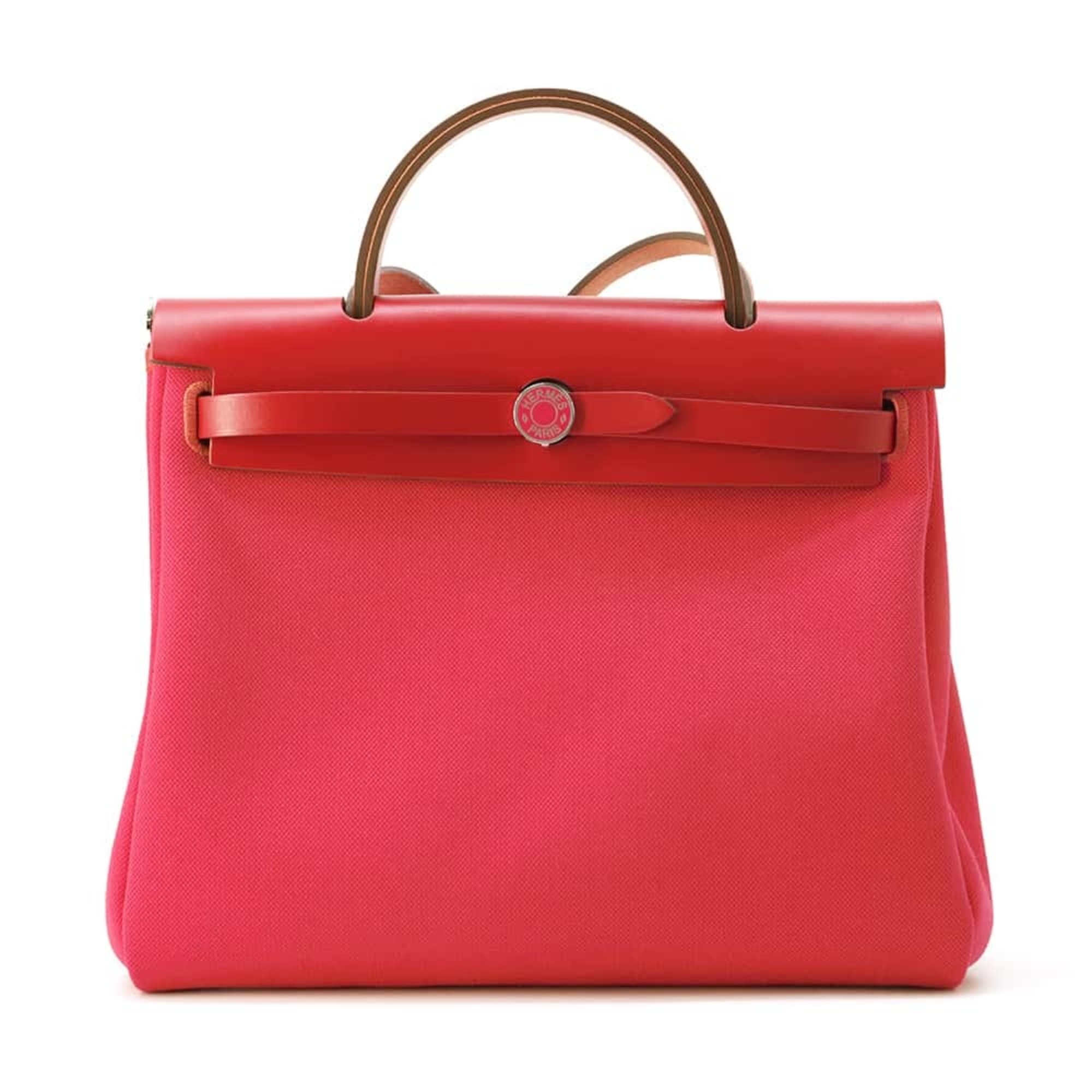 Hermes Airbag Zip PM Rouge Piment Toile H Leather Z Stamp 2way