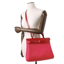 Hermes Airbag Zip PM Rouge Piment Toile H Leather Z Stamp 2way