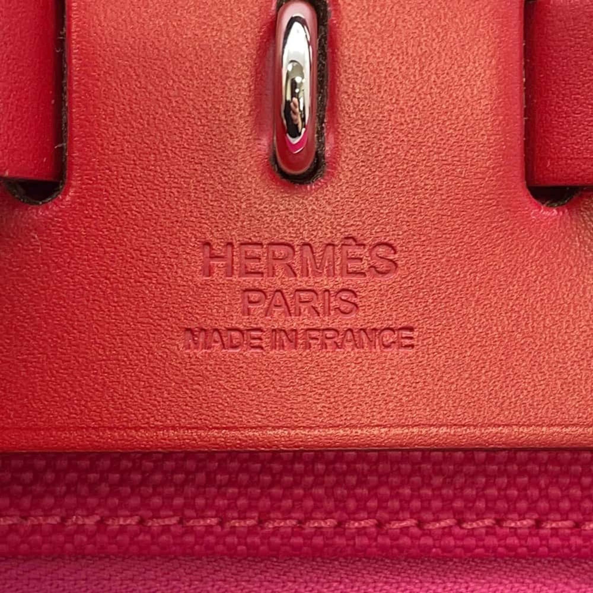 Hermes Airbag Zip PM Rouge Piment Toile H Leather Z Stamp 2way