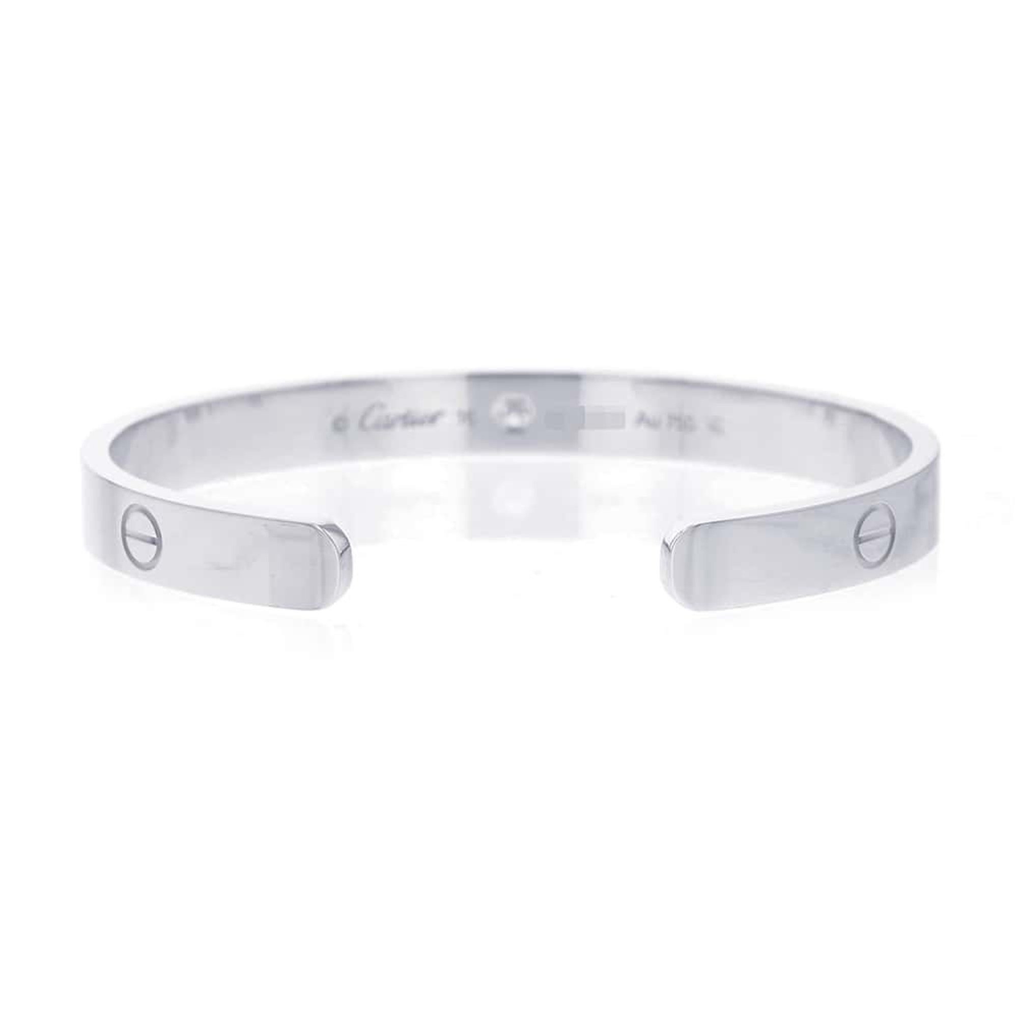 Cartier Bracelet Love Diamond 1P 0.10ct K18WG Size 16