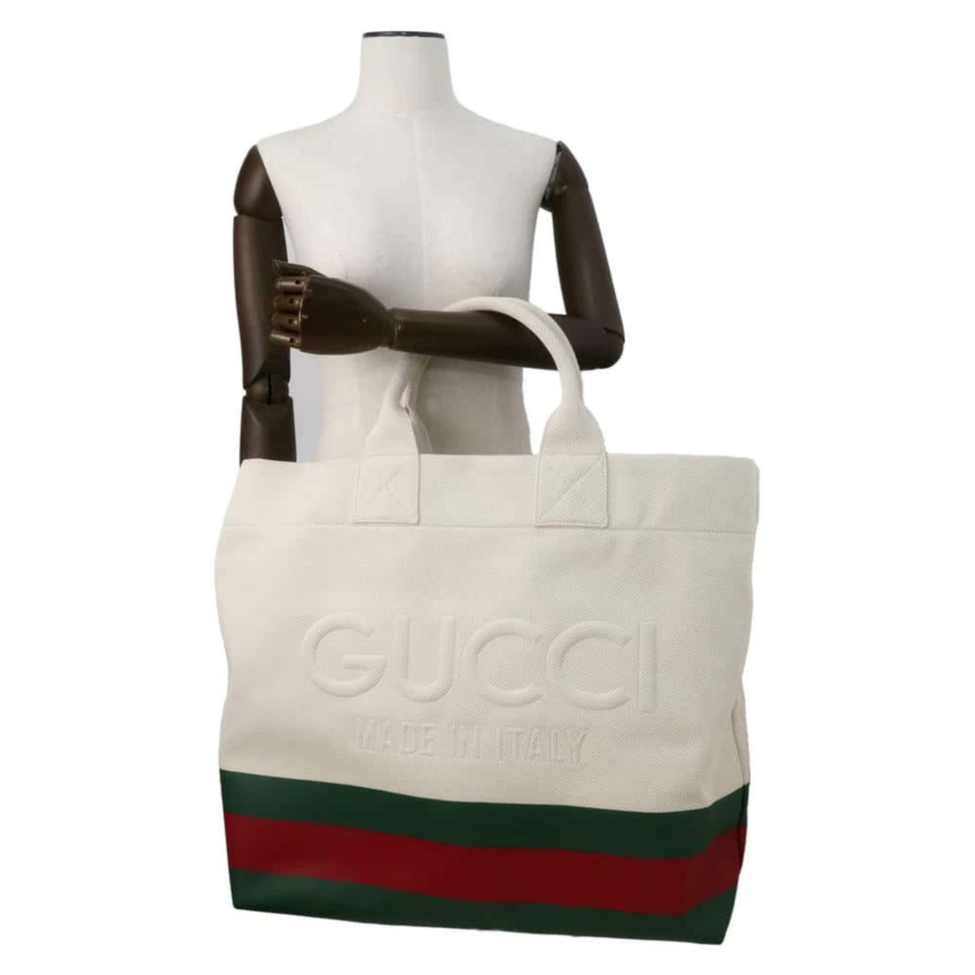 Gucci Tote Bag with Embossed Details Canvas 779510 GUCCI White