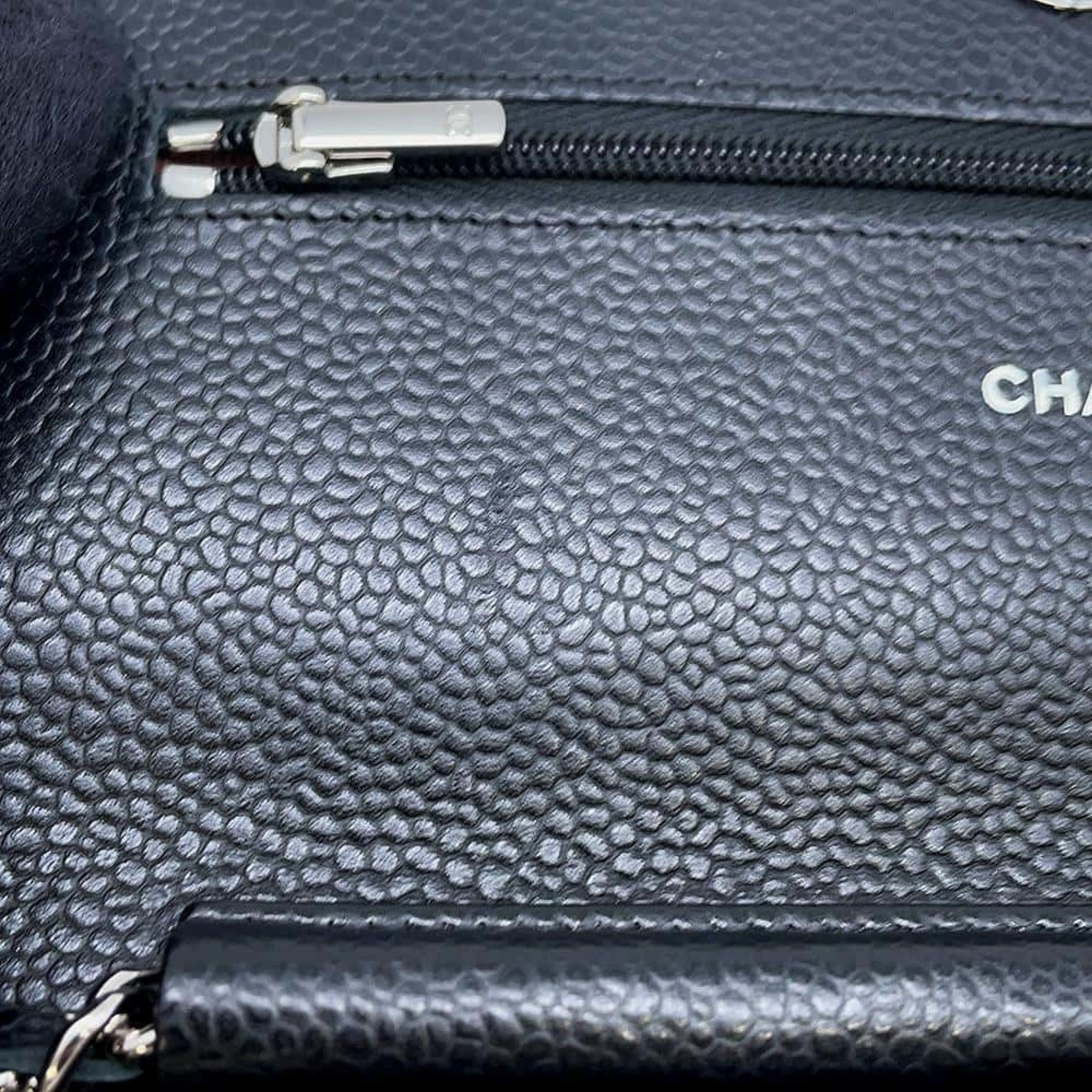 Chanel Chain Wallet Classic Matelasse Coco Mark Caviar Skin AP0250 CHANEL Black